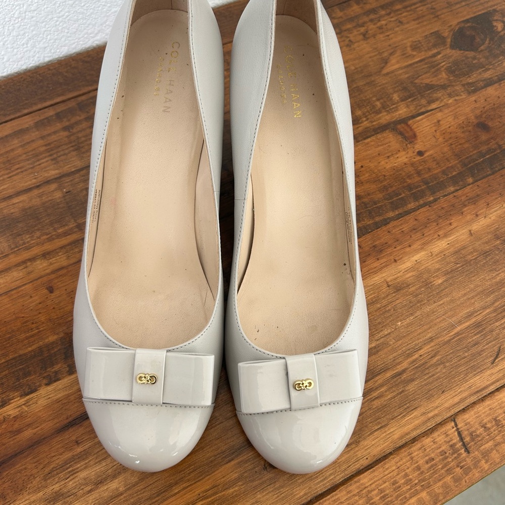 Cole Haan Cream Heels with Bow Detail